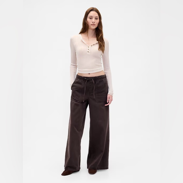 New! Gap Brown Mid Rise Easy Baggy Pants - #844495